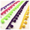 20 Yards Pompom Lace Ribbon Fur Ball Trim For Craft DIY Curtain Home Decorative Clothes Sewing Accessories(Purple)