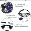 12 Constellation Black Braided Leather Glass Dome Punk Men Bracelet(Aries)