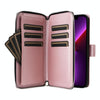 For iPhone 13 Pro Nine-card Slots Zipper Wallet Bag Leather Phone Case(Rose Gold)