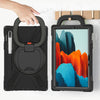 For Samsung Galaxy Tab S8 / Galaxy Tab S7 T870 / T875 Silicone + PC Protective Case with Holder & Shoulder Strap(Black+Black)