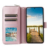 For Samsung Galaxy A14 Nine-card Slots Zipper Wallet Bag Leather Phone Case(Rose Gold)