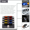 1 in 8 Out Fuse Box Screw Terminal Section Fuse Holder Kits with LED Warning Indicator for Auto Car Truck Boat