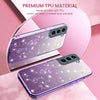 ForSamsung Galaxy S22+ 5G Gradient Glitter Flower All-inclusive Phone Case(Purple)