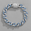 NL023 11mm Box Buckle Hip Hop Bracelet, Size: 20cm (White Blue)