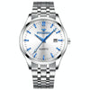 FNGEEN 2111 Men Simple Luminous Calendar Quartz Watch(White Steel White Surface)