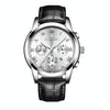 FNGEEN 4006 Men Trendy Waterproof Quartz Watch(Black Leather White Steel White Surface)