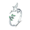 Hummingbird Greeting Opening Female Sterling Silver Ring