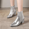 Autumn  Winter Glitter Square Heel Pointed Low-Top Women Boots, Size:39(Silver)