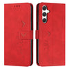 For Samsung Galaxy A56 5G Skin Feel Heart Embossed Leather Phone Case with Long Lanyard(Red)