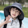 1039 Summer Children Fisherman Hat Large Brim Shawl Sun Hat(Dark Gray)