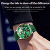 OLEVS 6650 Men Luminous Waterproof Silicone Strap Mechanical Watch(Green + Gold)
