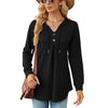 Autumn Winter V-Neck Loose Long Sleeve Hooded Sweatshirt Women Outerwear, Size: XXL(Black)