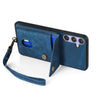 For Samsung Galaxy S25 5G Retro Card Wallet Fold Leather Phone Case with Strap(Blue)