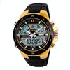 SKMEI 1016 Multifunctional Men Outdoor Sports Noctilucent Waterproof Double Digital Watch (Gold)
