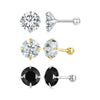 S925 Sterling Silver Platinum Plated Zircon Stud Earrings Jewelry, Color: White Zirconia S