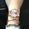 JIN SHI DUN 8812 Women Simple Hollowed Waterproof Automatic Mechanical Watch(Rose Gold Steel Strip White)