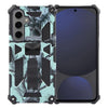 For Samsung Galaxy S24 FE 5G Camouflage Armor Kickstand TPU Hybrid PC Magnetic Phone Case(Mint Green)