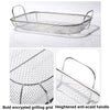 Stainless Steel Square BBQ Basket Heightened Handle Anti-scalding Grill Basket 42.5x28x10.5