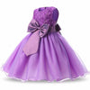 White   Girls Sleeveless Rose Flower Pattern Bow-knot Lace Dress Show Dress, Kid Size: 120cm