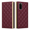 For Samsung Galaxy S20+ Crossbody Rhombic Sucker Leather Phone Case(Claret)