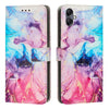 For Samsung Galaxy A06 Painted Marble Pattern Leather Phone Case(Pink Purple)