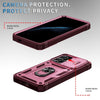 For Samsung Galaxy S25 5G Sliding Camshield TPU Hybrid PC Phone Case with Holder(Pink+Rose Red)