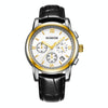 OCHSTIN 6097B Multifunctional Quartz Waterproof Luminous Men Leather Watch(Gold+White+Black)