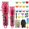 Haircutter Set Transparent Body Oil Head Electric Hair Clipper Men Home Electric Pusher(Scissors Red)