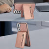 For Samsung Galaxy S22 5G Zipper Wallet Split MagSafe Leather Back Phone Case(Rose Gold)