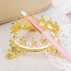Portable Pearls Rack Crown Novelty Home Alloy Tools Stand Nail Art Brush Pen Holder(Gold)