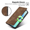 For Samsung Galaxy S25 5G RFID Anti-theft Brush Magnetic Leather Phone Case(Brown)