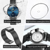 OLEVS 5869 Ladies Business Waterproof Steel Strap Quartz Watch(Blue + Black)