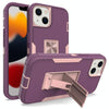For iPhone 13 mini Magnetic Holder Phone Case (Purple Red + Rose Gold)