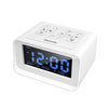 LED Digital Bedroom Alarm Clock With USB Charging Port Clock Radio Temperature Electronic Platform Clock, Specification: UK Plug(White)
