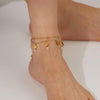 OPK GZ200 Double Layers Stainless Steel Butterfly Anklets(Gold)