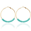 Women Hoop Earrings Ethnic Vintage Bead Boho Earrings Statement Jewelry(blue)