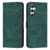 For Samsung Galaxy A56 5G Skin Feel Stripe Pattern Leather Phone Case with Long Lanyard(Green)