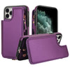 For iPhone 11 Pro Double Flap Zipper RFID Leather Phone Case with Short Lanyard(Dark Purple)