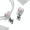 S925 Sterling Silver Heart Balloon Little Black Cat Pendant DIY Bracelet Necklace Accessories