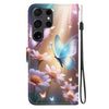 For Samsung Galaxy S24 Ultra 5G Crystal Texture Colored Drawing Leather Phone Case(Butterfly Love Flower)