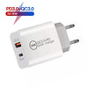 SDC-18W 18W PD 3.0 Type-C / USB-C + QC 3.0 USB Dual Fast Charging Universal Travel Charger with Type-C / USB-C to 8 Pin Fast Charging Data Cable, EU PLUG