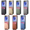 For Samsung Galaxy Z Flip4 Twill Fabric Leather Skin Card Bag Magnetic Back Phone Case(Khaki)