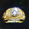 Fashion Businessman 18K White Gold Plated + AAA Zircon Men Diamond Ring, Size: 10, Diameter: 19.8mm, Perimeter: 62.1mm