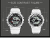 SANDA 298 Watch Men And Women Transparent Watch Waterproof Multi Functional luminous Movement Double Display Couple Electronic Watch(White Man)