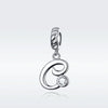 S925 Sterling Silver 26 English Letter Pendant DIY Bracelet Necklace Accessories, Style:C