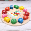 3 PCS Number Clock Children Building Block Toy Early Education Puzzle Shape Matching Puzzle(Penguin Clock)