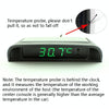 Solar Night Light Car Clock Automotive Electronic Clock Temperature Time+Date+Week+Temperature(Green Light)