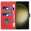 For Samsung Galaxy S23 Ultra 5G Grid Stitching Leather Phone Case with Lanyard(Red)