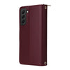 For Samsung Galaxy S22+ 5G Nine-card Slots Zipper Wallet Bag Leather Phone Case(Wine Red)