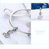 S925 Sterling Silver I Love My Home Charm Inlaid Pink Gemstone Bracelet Accessories